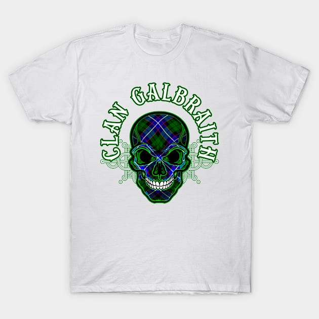 Scottish Clan Galbraith Tartan Celtic Skull T-Shirt by Celtic Folk